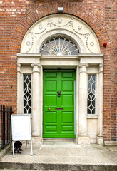 A famous green painted Georgian door in Dublin, Ireland