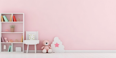 Interior childish home design. Minimalistic living room decoration