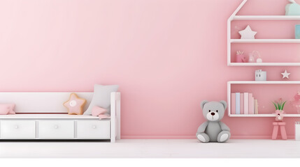 Interior childish home design. Minimalistic living room decoration