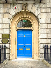 A famous blue painted Georgian door in Dublin, Ireland	