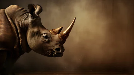 Keuken spatwand met foto Head shot of rhinoceros. Side view © May Thawtar