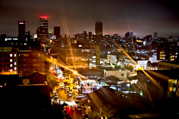 Fototapeta premium Capture iconic Johannesburg skyline at Maboneng. Perfect cityscape photography for South Africa enthusiasts.