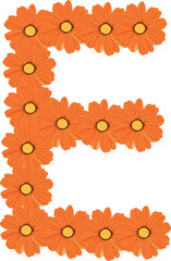 Obraz premium Alphabet Floral Font e, Alphabet Vector , flower font