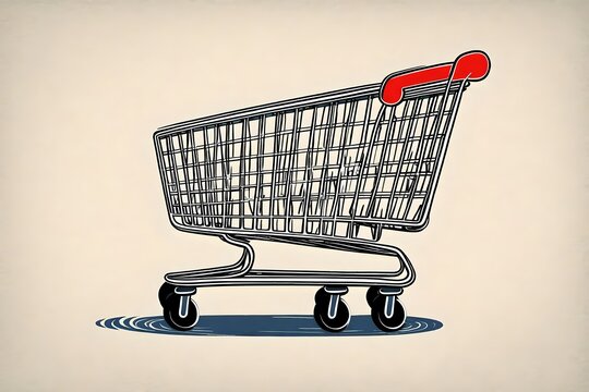 shopping cart on a white background4k HD quality photo. 