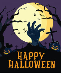 Flat vector illustration Halloween poster