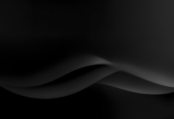 black Minimal Smooth bend and soft gradient curve design black color background with very soft black color background elegant simplicity. The lines are sparse. Generative AI, illustration