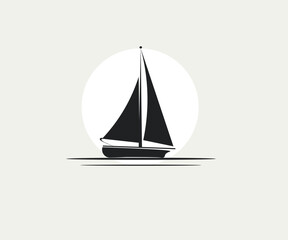 Sailing yacht logo vector illustration on white background