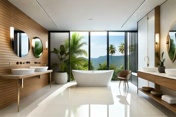 Fototapeta na wymiar Bathroom tropical style interior design
