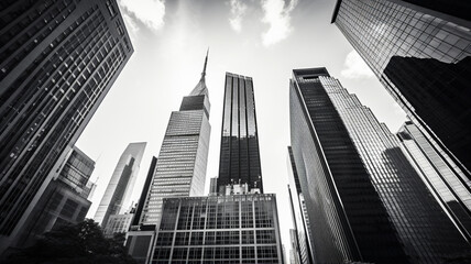 Black and White Tall Buildings