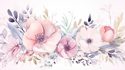 Floral watercolor romantic vintage full background