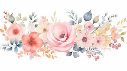 Floral watercolor romantic vintage full background