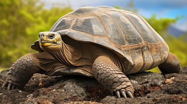 Giant Galapagos turtle in Galapagos island
