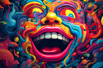  Dive into a colorful world where memes, emojis, and digital vernacular come to life, capturing the dynamic spirit of online communication in a visually captivating piece.