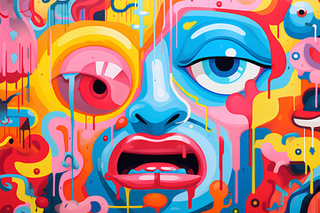  Dive into a colorful world where memes, emojis, and digital vernacular come to life, capturing the dynamic spirit of online communication in a visually captivating piece.