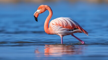 A photograph of an animal in front of blue sky