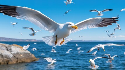 Obraz premium A photograph of an animal in front of blue sky