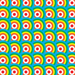 Abstract geometric seamless pattern.Colorful stacked circles repeat pattern.Graphic vector illustration background.