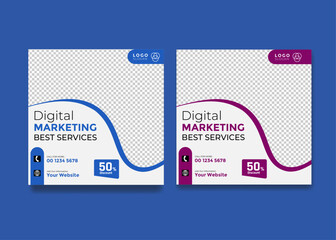 Digital marketing conference square Social media post or banner template design
