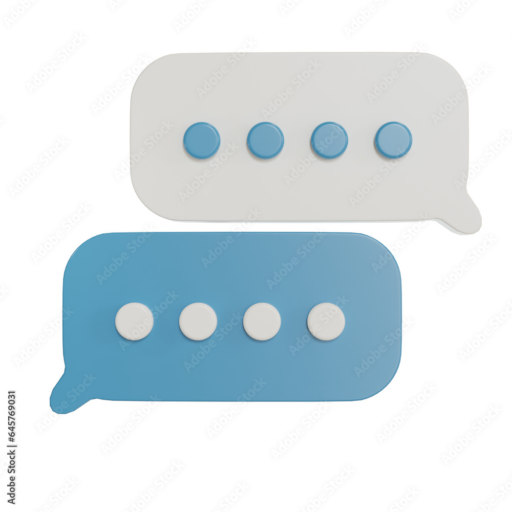 Poster 3d render speech bubbles symbol for chat on social media icon isolated on background. 3d comments th