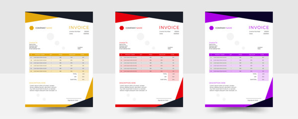 Invoice design with template. Creative business invoice . modern invoice with template. 
Simple. Untick .  

