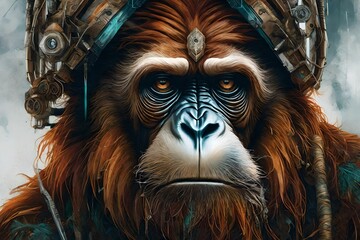 Fototapeta na wymiar portrait of sumatran orangutan
