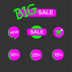 set of sale buttons and icons