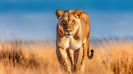 Fototapeta premium A photograph of an animal in front of a clear blue sky