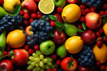 Naklejka na ściany i meble Colorful picture of fruits - Generative AI