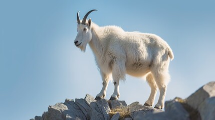 A photograph of an animal in front of a clear blue sky