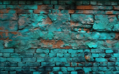 Rustic wall in turquoise color, Generative AI