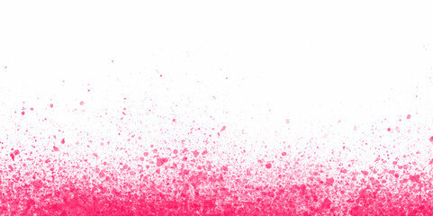 Pink splash of color isolated on transparent light background. Abstract red powder explosion with particles. Colorful dust cloud explode, paint holi, mist splash effect. Realistic vector illustration.