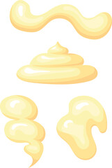 Mayonnaise splash set. Dip sauce drop stains