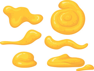Mustard drop set. Dip sauce splash blobs