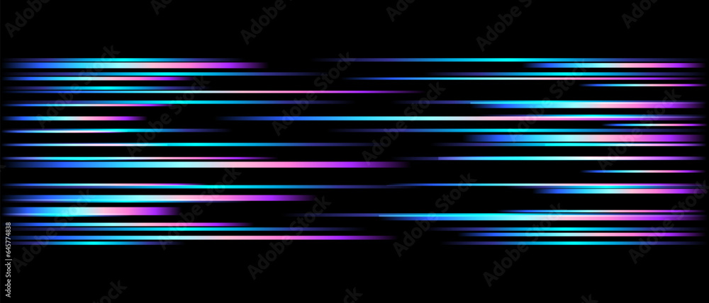 Aufkleber Vector speed light lines dynamic pattern colorful spectrum isolated on black background for concept of speed, technology, digital, communication, science, music