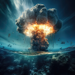 An explosion over the sea