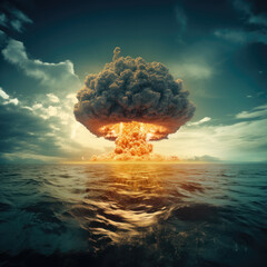 An explosion over the sea