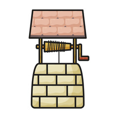 Wooden well vector icon.Color vector icon isolated on white background wooden well .