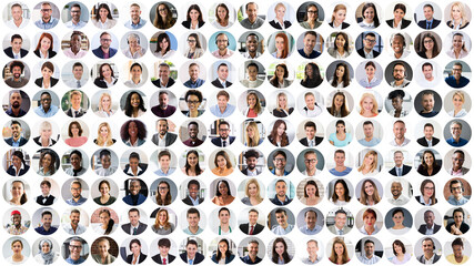 People Face Headshot Collage - obrazy, fototapety, plakaty