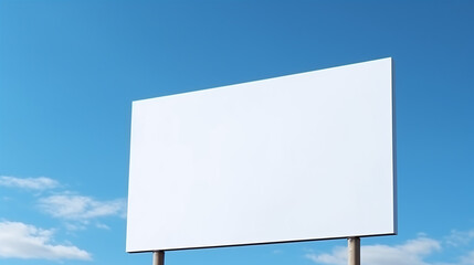 Obraz premium Blank Canvas in the Sky: Customizable Outdoor Billboard Mock-Up on Blue Background