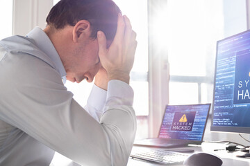 Ransomware Malware Attack. Business Computer Hacked © Andrey Popov