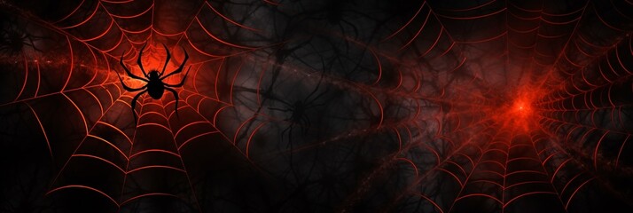 Spider web silhouette against black wall - halloween theme dark background