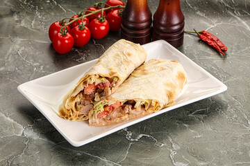 Shawarma with grilled chicken meat