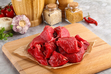 Sliced raw beef meat for cooking