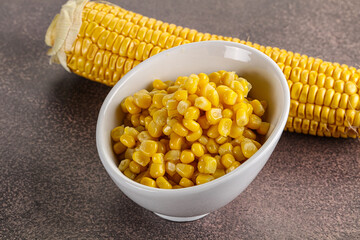 Marinated corn in the bowl