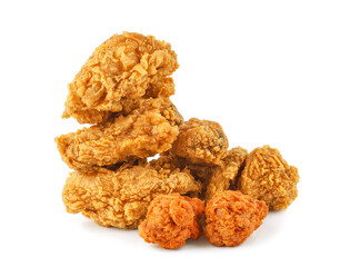 Heap of fried chicken isolated on transparent background. PNG
