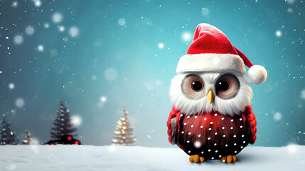 Background with a Christmas vibe with a Christmas Owl