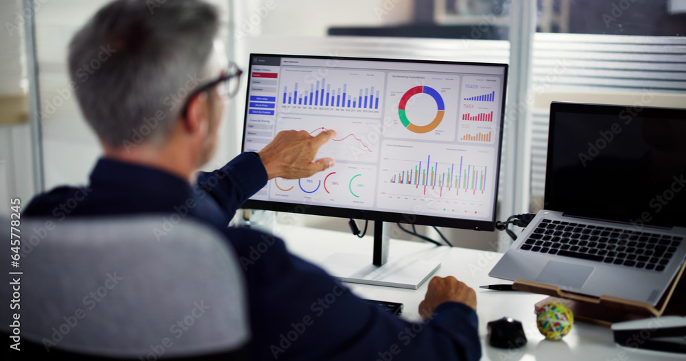 Aufkleber Business Data Analyst Using KPI Data Dashboard