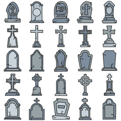 Vector collection of tombstone illustrations