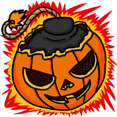 Halloween Pumpkin Head Cartoon Illustration
