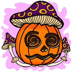 Halloween Pumpkin Head Cartoon Illustration